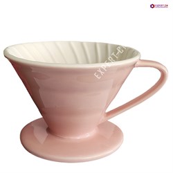 Воронка керамическая для приготовления кофе V60-02, розовая - фото 29891