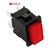Электрическая кнопка (красная) 19х13мм, 2х полюсная 250В 16А с лампой индикации - фото 30917