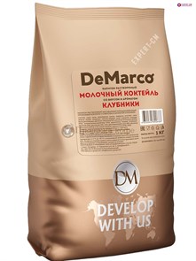 Молочный коктейль DeMarco (ДеМарко) напиток растворимый со вкусом и с ароматом клубники, 1 кг